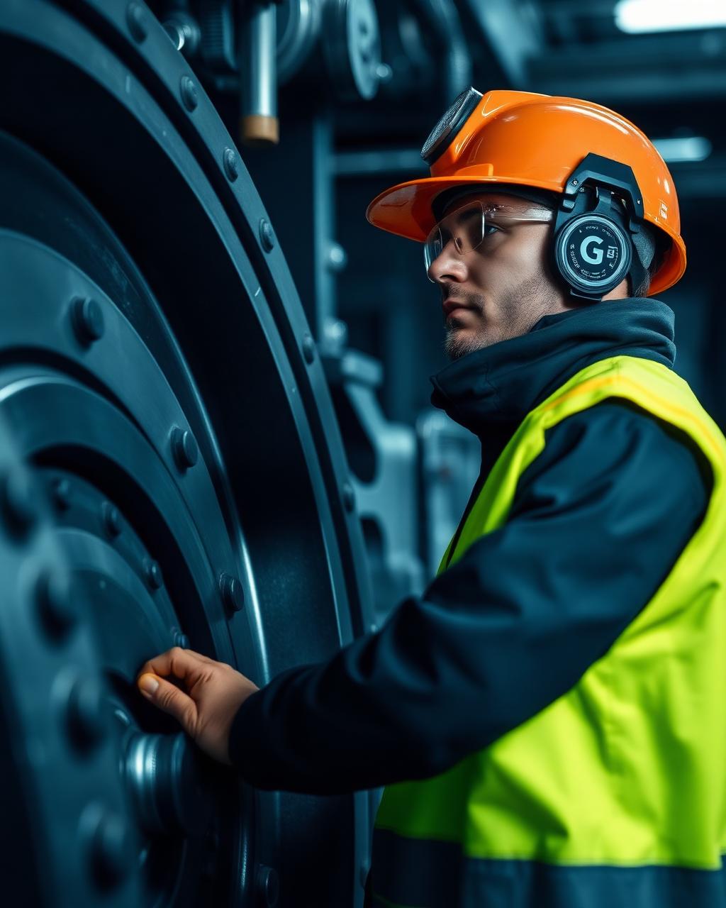Industrial maintenance technician servicing machinery